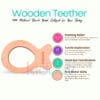 Fish-shaped wooden baby teether, non-toxic and natural